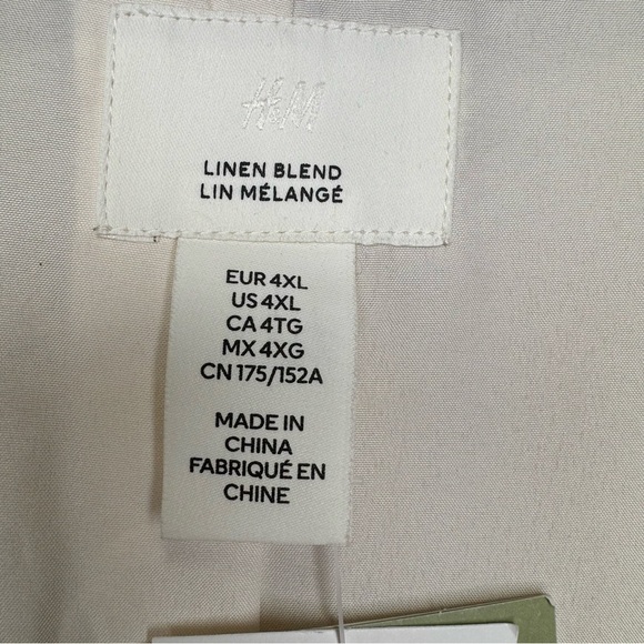 H&M+ Linen-blend Jacket Size 4XL NWT Minimalist Neutral Preppy Travel - Picture 10 of 11